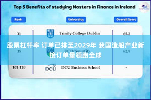 股票杠杆率 订单已排至2029年 我国造船产业新接订单量领跑全球